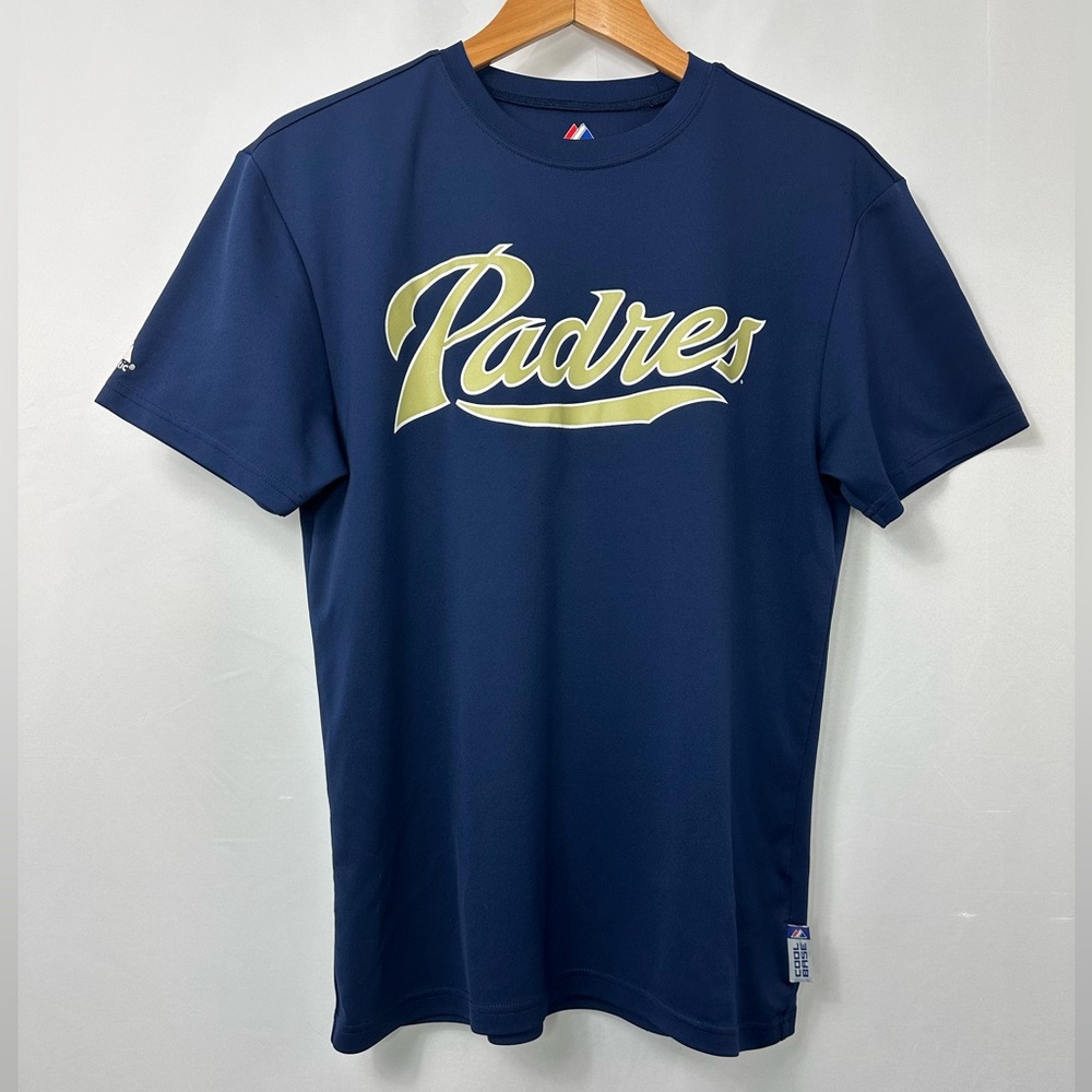 Majestic San Diego Padres Blue Cool Base T-Shirt Jersey Sz XL